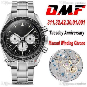 OMF 60th Le Speedy Dinsdag Handmatige Windende Chronograph Mens Horloge Zwart Wit Dial Stick Markers RVS Bracelet 311.32.42.30.01.001 Super Edition Puretime M51