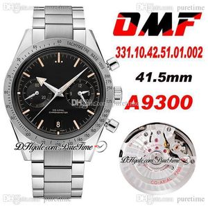 OMF A9300 Automatique Chronographe Homme Montre Tachymètre Bezel Black Cadran 331.10.42.51.01.002 (Roue d'équilibre noir) Bracelet en acier inoxydable Super édition Puretime M29