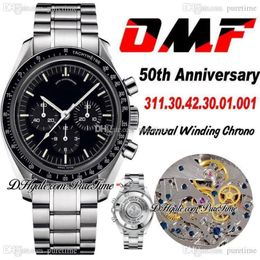 OMF Apollo 15 40 aniversario cuerda manual cronógrafo reloj para hombre esfera negra pulsera de acero inoxidable 2021 nueva edición Pur303S