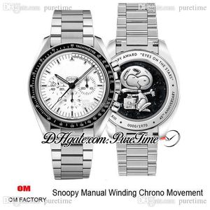 OMF Moonwatch Handleiding Windende Chronograph Mens Horloge 42mm Zwart Bezel White Dial Roestvrijstalen armband 311.32.42.30.04.003 Super Edition Horloges Puretime M55C3