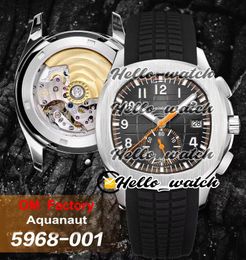 OMF NIEUWE 5968A-001 Chronograph ETA7750 CH 28-520 Automatische Herenhorloge Stalen Case Zwart Textuur Dial Rubber Sport Horloges Hello_Watch HWPP Top