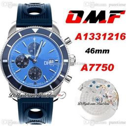 OMF Superocean Heritage II A7750 Automatische chronograaf Mens Watch A1331216 46 mm Blauwe zwarte dial stickers Rubber met gaten SU279B