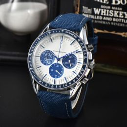 OMG Montre de luxe pour homme Moonlight Series, fonction complète, six aiguilles, tout le cadran, montre à quartz saphir, chronographe, course à pied, bracelet étanche décontracté A-058