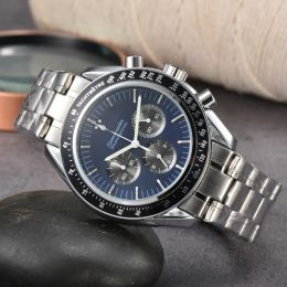 omg Relojes de pulsera de acero inoxidable Seis agujas Hombres Función completa Relojes para hombre Todo el dial Trabajo Reloj de cuarzo Moda Reloj de cristal de zafiro Cronógrafo multifunción