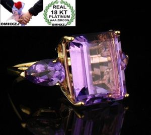 Omhxzj entièrement européenne femme féminine homme homme de mariage cadeau de luxe carré de luxe Amethyst 18 kt anneau en or jaune RR7248153144