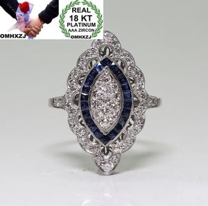 Omhxzj entero europeo solitario anillos de moda mujer hombre fiesta de boda región de boda blanca topacio zircón 18kt anillo de oro blanco 8463412