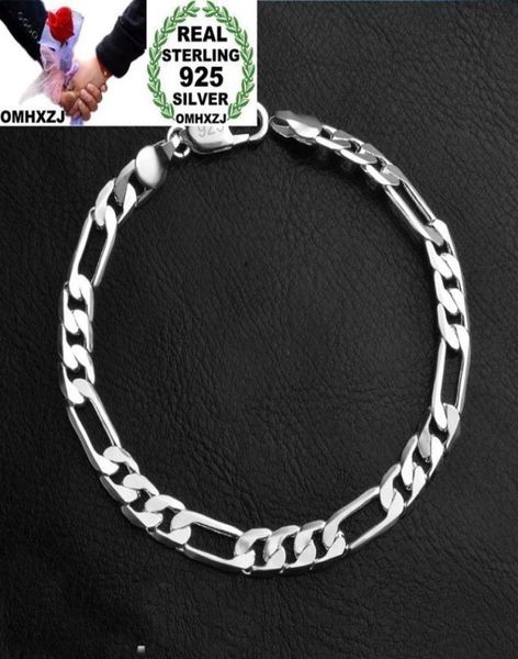 OMHXZJ Personalidad completa Fashion Fashion Ol Man Fiesta Boda Boda Cadena plana Gruesa 925 Pulsera de plata esterlina BR1192767298