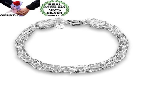 OMHXZJ eslabón de personalidad completa moda OL mujer chica regalo de fiesta cadena con cabeza de dragón plateado pulsera de plata de ley 925 gruesa BR84549058