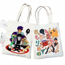 Omori Jeu Dames Sacs à main Tissu Toile Anime Neutre Chat Fourre-tout Sac Boutique Voyage Femmes Eco Réutilisable Épaule Shopper Sacs e4BU #