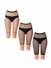 Omsj 2024 Nouveaux vêtements d'été Femmes Beach Style Shorts Bohème Ne Green Mesh Résille Creux Slim Elastic Shorts s1ev #