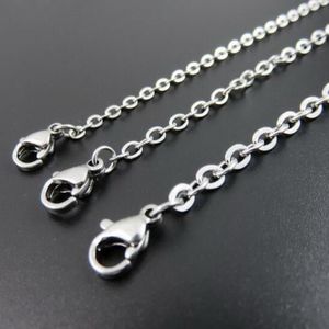 sur 100 pièces Lot entier en acier inoxydable ton argent 1 5mm 2mm 2 3mm solide chaîne ovale plate collier femmes bijoux 18 pouces-28273n