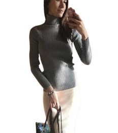 Em 2019 primavera feminina camisola de gola alta de malha casual macio poloneck jumper moda magro femme elasticidade pullovers7866103