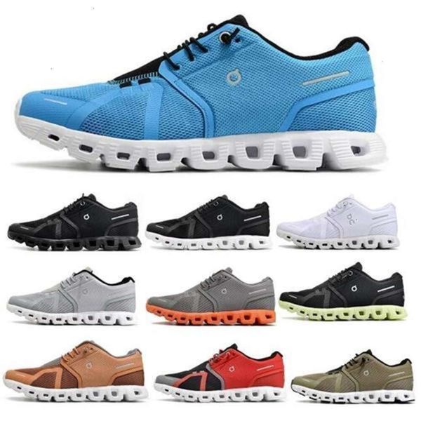 En la nube Oncloud Cloud 5 Zapatillas para correr Hombre Mujer Onclouds 5s Impermeable Todo Negro Blanco Chambray Niagara Azul Hombres Mujeres Entrenador Zapatilla de deporte Tamaño 5.5 - 12