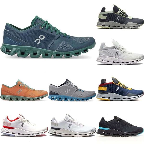 sur le designer onclouds avec sur Box Cloud Cloudnova Chaussures de course Hommes Femmes Baskets de créateur Noir Eclipse Demin Ruby Eclipse Rose Feuille de fer Argent Orange Triple Blanc