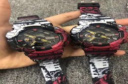 Op Dual Display Sport Heren Dames Horloges Rood Oranje Twee Model Digitaal Horloge Eéndelig Multifunctioneel Dameshorloge Kerst6992127