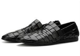 sur les hommes tricotage hiver hiver en cuir authentique chaussure de route de haute qualité chaussures décontractées noires respirantes 21987