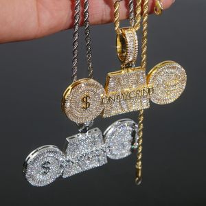 On My Crind Lettre OMC avec pendentif signe dollar américain Collier à breloques glacé pour hommes Bling Zircon cubique Cz Charm plaqué or Hip Hop Bijoux de mode