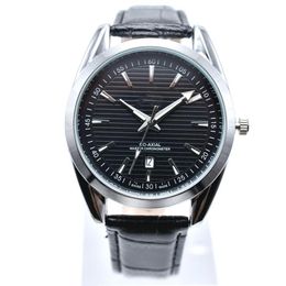 Em novo estilo 40mm redondo couro quartzo moda mens relógios data automática vestido designer relógio masculino inteiro presentes pulsewatc3001