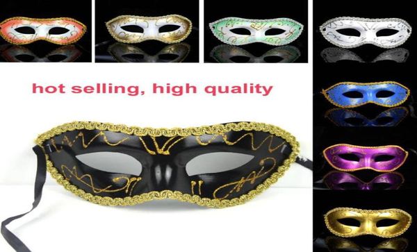 Sur les masques de fête à moitié face mascarade vénitien masque à main dessin halloween masques de Noël de mariage fête de nombreuses couleurs9430366