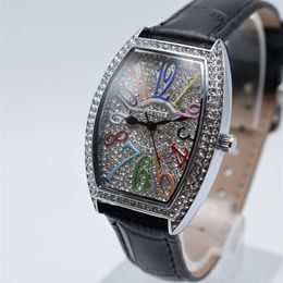 Op quartz leer mode vrouwen diamanten horloges casual digitale vrouwen jurk designer horloge hele dames geschenken polshorloge244p