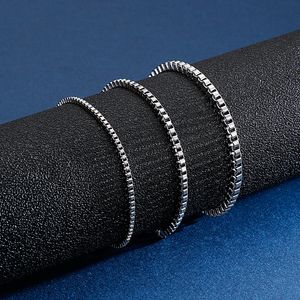 Te koop 5 stks veel in bulk rvs zilveren box-link ketting armband vrouwen mannen jongens DIY sieraden 2.4mm /2mm/1.5mm 20cm