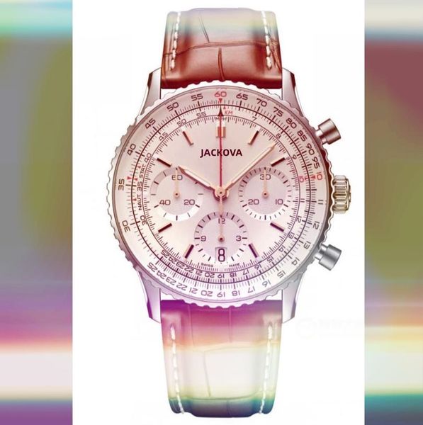 En vente grande mode hommes chronomètre montre 45mm tous les sous-cadrans ceinture en cuir de travail chronographe mouvement à quartz atmosphère classique belles montres-bracelets