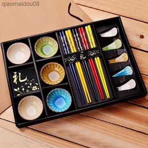 En soldes! Vaisselle japonaise créative Plats en céramique Vaisselle à sushi Ensemble de sushi à vent chinois avec boîte-cadeau L230704