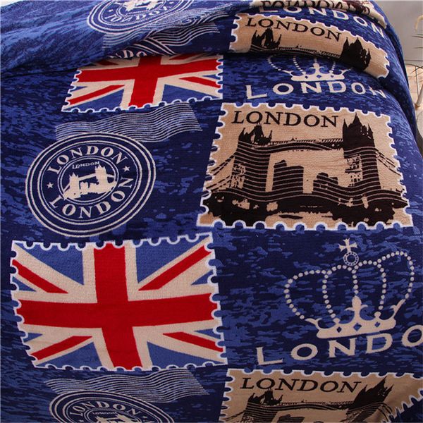 en vente London style drapeau Coral Fleece Blanket sur le tissu de lit Serviette de bain en peluche Air Condition Sleep Cover literie 201113