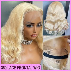 En vente malaisienne péruvienne brésilienne 613 Blond Body Wave 360 ​​Lace dentelle transparente Pernues frontale 280g 100% Vierge brute Remy HEUR HUMAIN