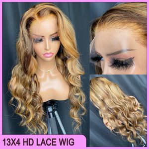 En venta Malasia peruano brasileño P4/27 onda del cuerpo 13x4 HD peluca frontal de encaje 100% cabello humano virgen Remy sin procesar