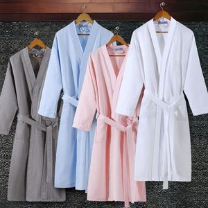 En vente hommes Kimono peignoir de bain sucer l'eau grande taille été gaufre peignoir serviette femmes robe de chambre Spa demoiselle d'honneur vêtements de nuit Sexy 240113