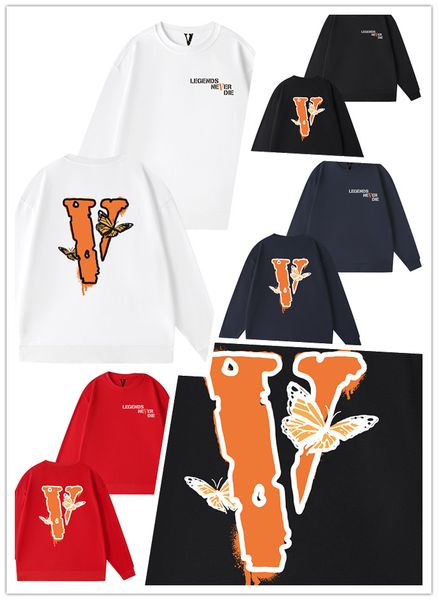 En vente VLONE marque unisexe sweats à capuche hommes femmes coton à manches longues grande lettre V imprimé avant et arrière Street Fashion automne luxe qualité hauts Sweatshirts