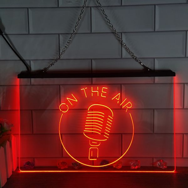 On The Air Microfoon LED Neon Sign Home Decor Nieuwjaar Muur Bruiloft Slaapkamer 3D Nachtlampje