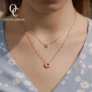Collier de bijoux de créateur Onchic Tan même argent Sterling léger luxe petit Design collier chaîne beignet collier cadeau pour