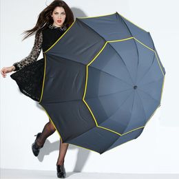 Opcourse paraplu 130 cm super groot formaat dubbele laag golfs regen vrouwen vouwen mannen zakelijke parasol zonnig en regenachtige paraguas 230113