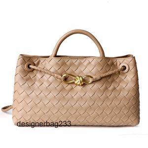 Eén Andiamo Bottegs Bag Designer Tassen Venetas Tote Leather High Top Layer Cowhide Nieuwe bakken metalen Dames touwgewonden geweven schouderhandtas VWCZ