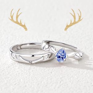 One Deer Has You, paar ring, Sterling zilveren paar ring, vrouwelijke mode, mannelijke persoonlijkheid, diamant inbedding, trouwring, ring sieraden, minnaar verjaardagscadeau