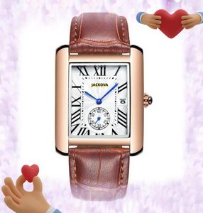 One Eye Working Men and Women Tank Roman Regins Romanes Square Case Sobre en cuir Mouvement de quartz Auto Date Hip Hop Iced Out Fashion Retro Retro Couples Style Wrist