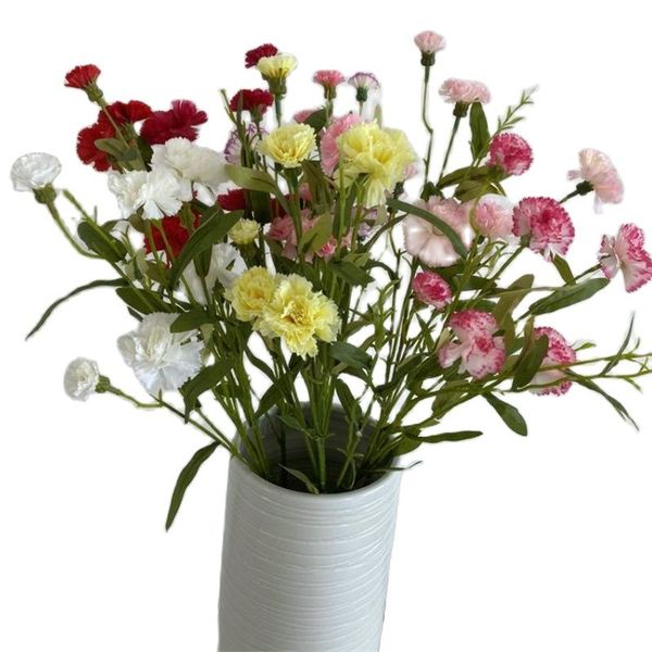 Mini œillet à tige longue, fausses fleurs, Simulation de feuille verte de Dianthus, pour mariage, fleurs artificielles décoratives pour la maison