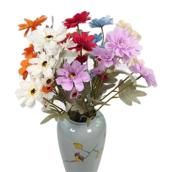 Une fausse fleur de tournesol à longue tige, 6 têtes par pièce, simulation de Mini chrysanthème pour centres de table de mariage, 6 couleurs