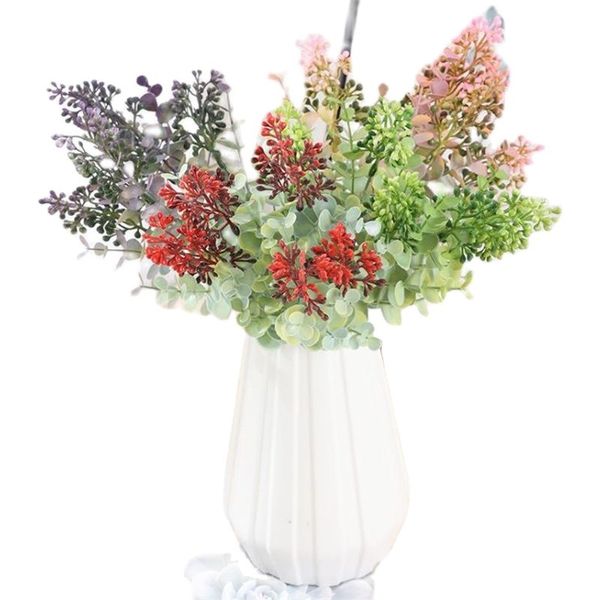 Fausses fleurs d'eucalyptus en plastique, 5 tiges par bouquet, Simulation de Mini haricots d'acacia pour mariage, plante artificielle décorative pour la maison