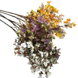 Eén faux wilde Hydrangea Flower Branch Artificial Silk Geranium Plant 40 "voor bruiloft centerpieces bloemen arrangement