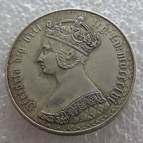 Un florin 1852 Grande-Bretagne Angleterre Artisanat Royaume-Uni Royaume-Uni 1 copie gothique en argent pièce309R