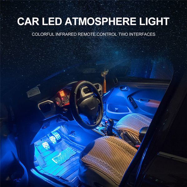 Bande lumineuse LED RGB pour quatre couleurs de voiture, lampes d'ambiance décoratives, accessoires de rythme musical à commande vocale