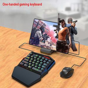 One-Handed Gaming Keyboard RGB Backlit Ergonomic Portable Mini Keypad for Cell Phone IOS Android iPhone Ipad Tablet Gamer