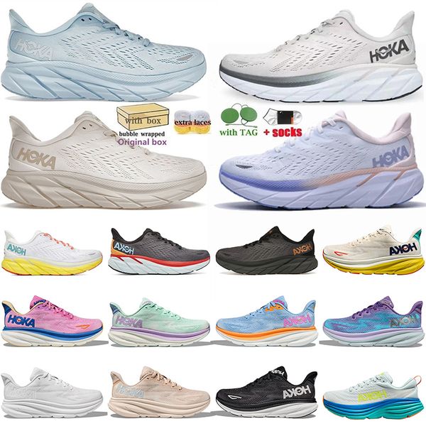 One Hoka1 Free People Clifton 9 8 Chaussures de course Hoka1 Bondi 8 Femmes Hommes Baskets basses en maille Triple Blanc Bright Sea Blue Ons Cloud Sports Baskets Grande taille 36-47