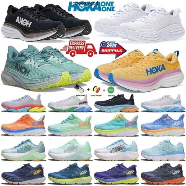 One Hokahs Bondi 8 Clifton 9 Running Shoes for Men Women Carbon X 2 X3 Mach X Mach Challenger 7 Triple Blanco M Black M SpeedGoat 5 Entrenadores anchos Stinson 6 ATR