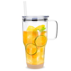 One est également en gros ! Gobelets transparents de 32 oz avec poignée épaissie en verre borosilicaté à fond épaissi fournitures de fête de vacances B0046