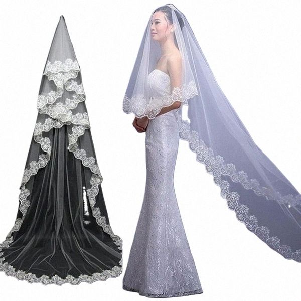 Veaux de linge de dentelle de mariage Mariage Mariage Bridal Veils Decor Party LG Veil Headwear Wedding Acntices Supplies S4MK #