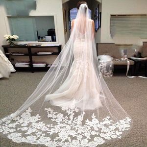 One Lace Lace Edge Blanc Ivory Cathedral Mariage Veil Long Bridal Veil